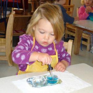 A girl learning about water transfer at our Montessori school in Roseville, MN-8a183b4a9f